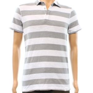 Calvin Klein Gray & White Striped Polo Shirt